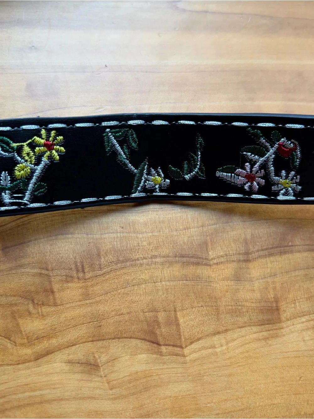 Floral Embroidered Black Women's Waist Belt
